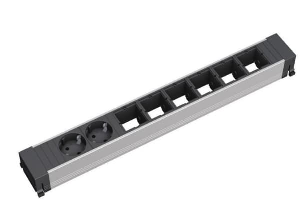 Bachmann 909.012, alumiini, musta, 2 pistorasiaa, 444 mm