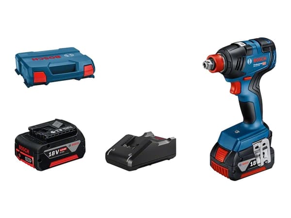 Bosch GDX 18V-200 Professional - Støtskiftenøkkel - trådløs - 1/4" hex socket, 1/2" firkantnøkkel - 350 N·m - 2 batterier - 18 V