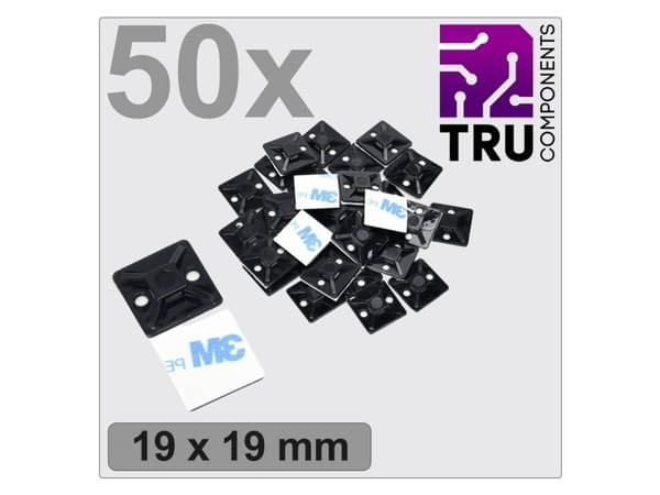 TRU COMPONENTS T24CA066 Kiinnityspesä Itsekiinnittyvä, ruuvattava TC-12888536 4-kaksoispunos Musta 50 kpl