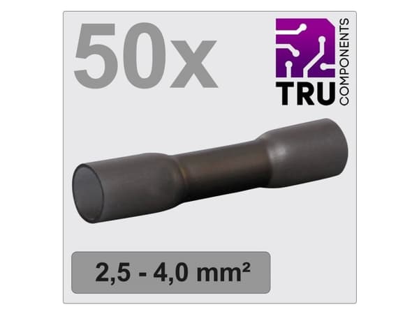 TRU COMPONENTS TC-12888408 Puristusliitin puristusletkulla 2,5 mm² 4 mm² Täysin eristetty musta 50 kpl