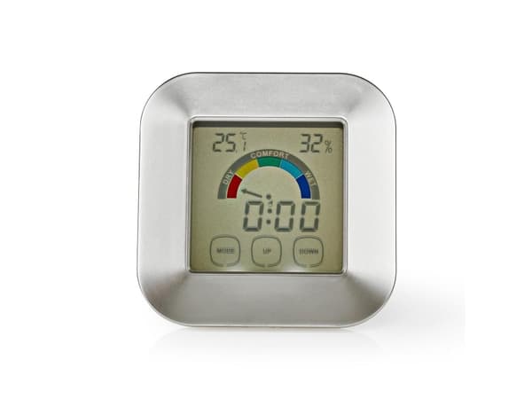 Nedis KATR105SI, Innendørs, Temperatur- og fuktighetssensor, Frittstående, Plast, AAA, 85 mm