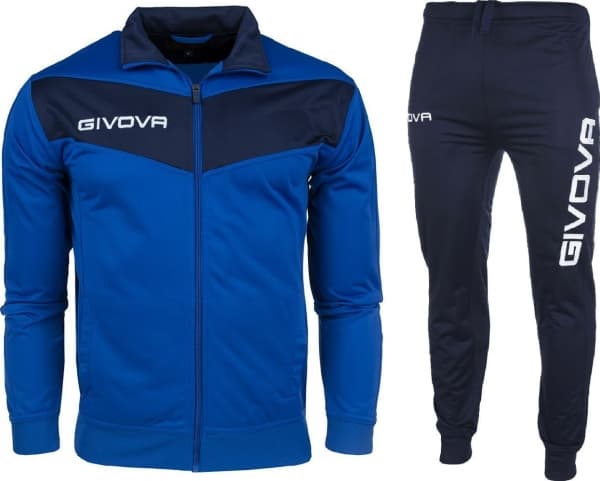 Givova Fotballtreningstreningssett joggebukser Givova Tuta Visa Triacetato blå og marineblå TR018 0204 XL