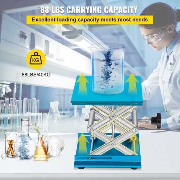 Lab Jack-stativ, 8"x8" aluminiumoxidlabbjack, justerbar höjd 2,4"-12", hållbart och stabilt, lastkapacitet 88LBS/40KG.