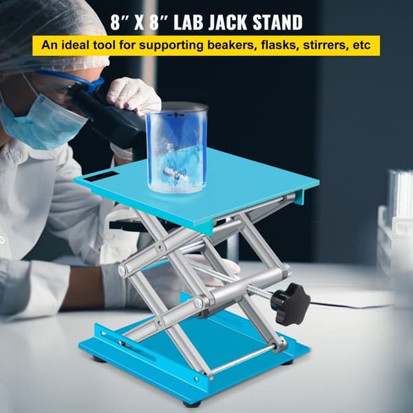 Lab Jack-stativ, 8"x8" aluminiumoxidlabbjack, justerbar höjd 2,4"-12", hållbart och stabilt, lastkapacitet 88LBS/40KG.