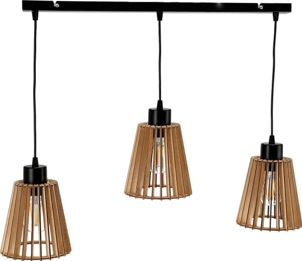Orno DELOS 3P E27 hengelampe, hengelampe, maks. 3x60W, sort, tre, stripe