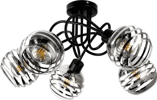 Orno MILANO 5P E27 hengelampe, hengelampe, maks. 5x60W, svart