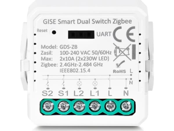 Gise GISE Smart Dual Switch Zigbee | Zigbee Dual Relay Module | GDS-ZB