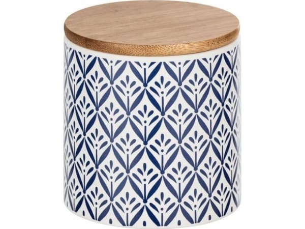 WENKO 54094100, Lager boks, Blå, Hvit, Tre, Rund, Bamboo, Keramisk, Silikon, Mønster, Tre