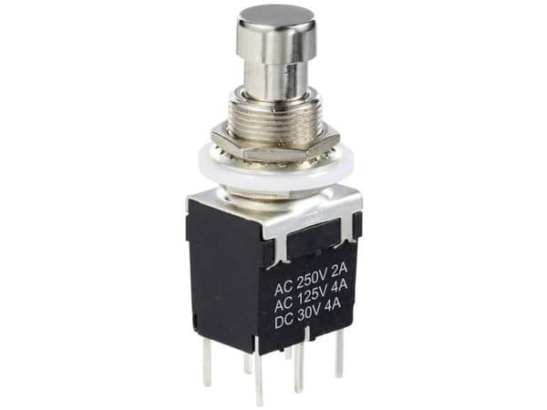TRU COMPONENTS Tryckknapp DPDT med rakt stift TC-12193708 Brytström (max.): 4 A 1 del