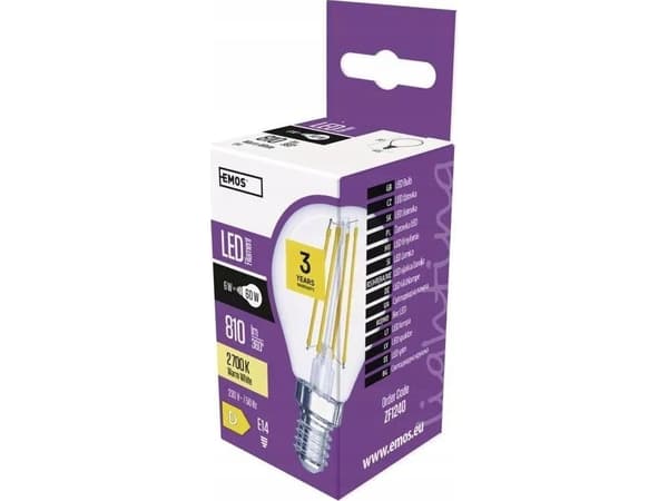 Emos LED-pære Emos ZF1240 6W E14 230V 2700K 810lm glødetråd dekorativ mini globus varm hvit