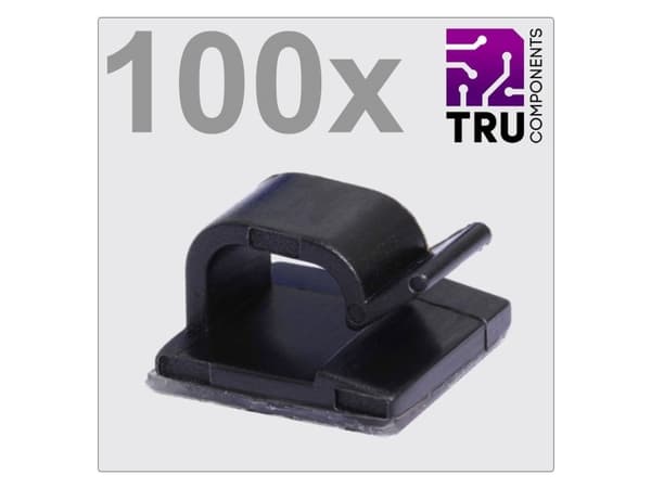 TRU COMPONENTS T24CA020 Kabelklämmor Självhäftande TC-12888436 Bundle-Ø-område 1 till 7 mm Svart 100 st