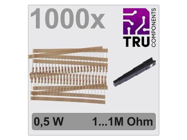 TRU COMPONENTS TC-12888492 T22P106 Hiilipinnoitusvastussarja aksiaalilangalla 0,5 W 0,05 % 1000 kpl