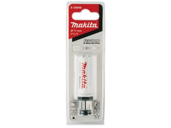 Makita E-03648, Single, Borr, Stål, Gjuten aluminium, Plast, Trä, Rostfritt stål, Vit, Bimetall, 4,4 cm