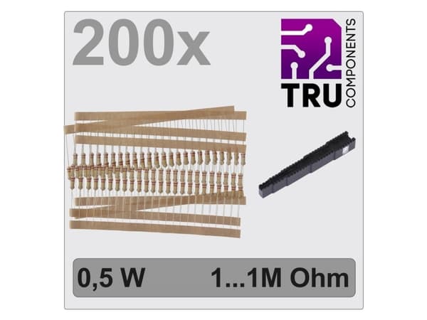 TRU COMPONENTS TC-12888484 T22P104 Hiilipäällystysvastusvalikoima aksiaalilangalla 0,5 W 0,05 % 200 kpl 200 kpl