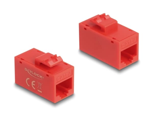 Delock - Modulär insättning - bordsmontering, faceplate mountable - CAT 6a - UTP - RJ-45 - röd
