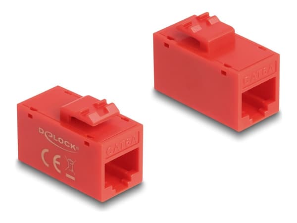 Delock - Modulär insättning - bordsmontering, faceplate mountable - CAT 6a - UTP - RJ-45 - röd