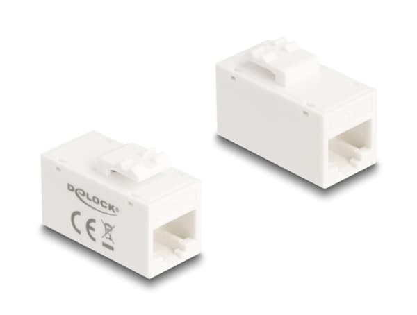 Delock - Modulär insättning - bordsmontering, faceplate mountable - CAT 6a - UTP - RJ-45 - vit