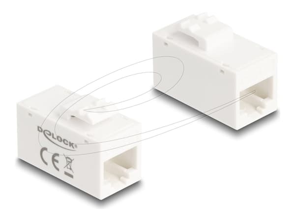 Delock - Modulär insättning - bordsmontering, faceplate mountable - CAT 6a - UTP - RJ-45 - vit