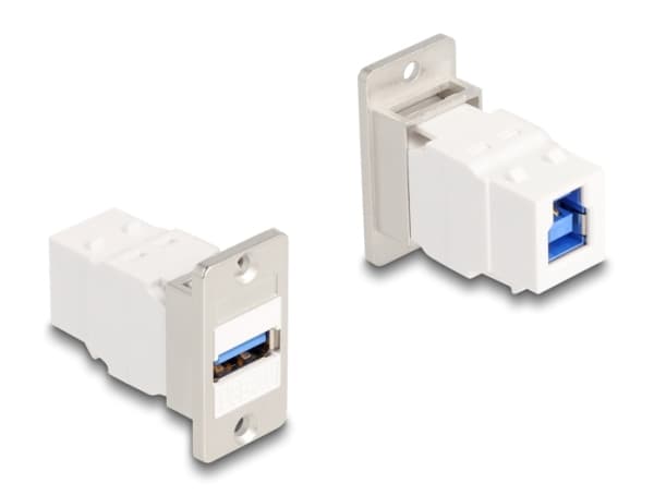 Delockin paneeliasennuskeystone-moduuli USB 5 Gbps Type-A naaras USB Type-B naaras kartiomainen