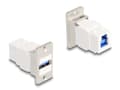 Pikkukuva 2 / 4: Delockin paneeliasennuskeystone-moduuli USB 5 Gbps Type-A naaras USB Type-B naaras kartiomainen