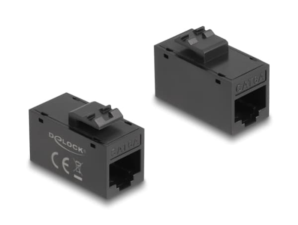 Delock - Modulär insättning - bordsmontering, faceplate mountable - CAT 6a - UTP - RJ-45 - svart