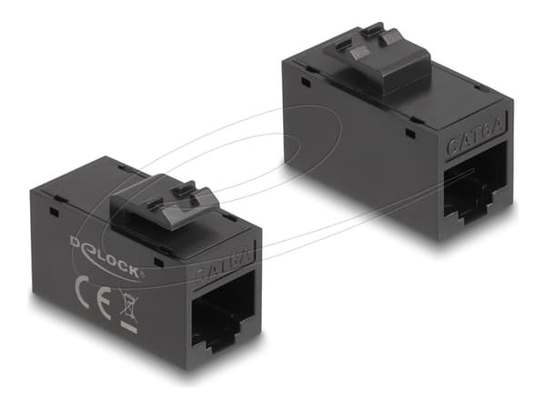 Delock - Modulär insättning - bordsmontering, faceplate mountable - CAT 6a - UTP - RJ-45 - svart