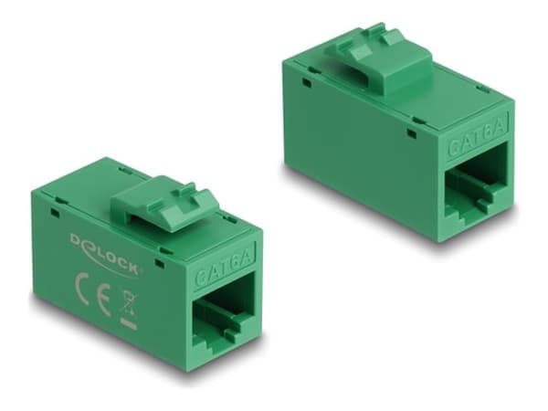 Delock - Trapetskopplare - RJ-45 (hona) till RJ-45 (hona) - UTP - CAT 6a - grön