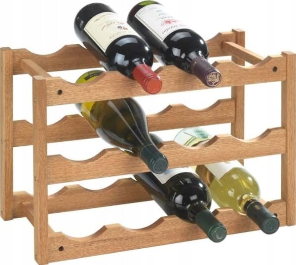 WENKO 18615100, 12 flasker, Tre, Valnøtt, Gulv vin-stativ