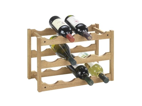 WENKO 18615100, 12 flasker, Tre, Valnøtt, Gulv vin-stativ
