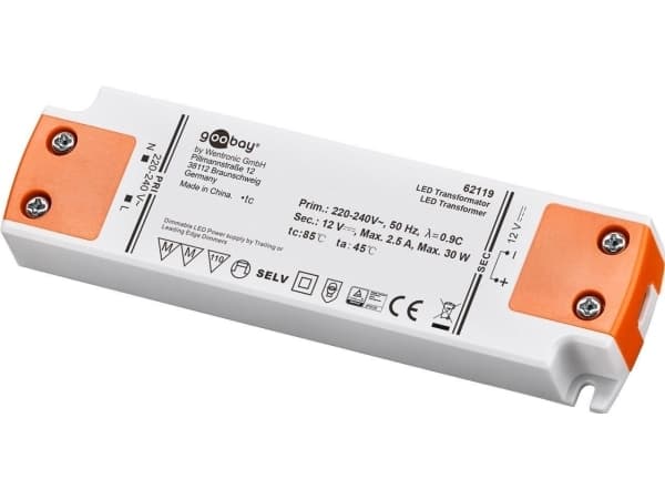 Goobay 62119, Valaisimen LED-säädin, Oranssi, Valkoinen, Tüv, CE, WEEE, IP20, II, -20 - 45 °C