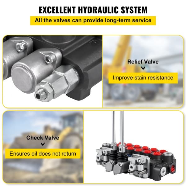 Hydraulinen suuntasäätöventtiili, 6-puolainen hydrauliventtiili, 11 GPM kuormainten venttiilit, 4500 PSI traktoreihin.