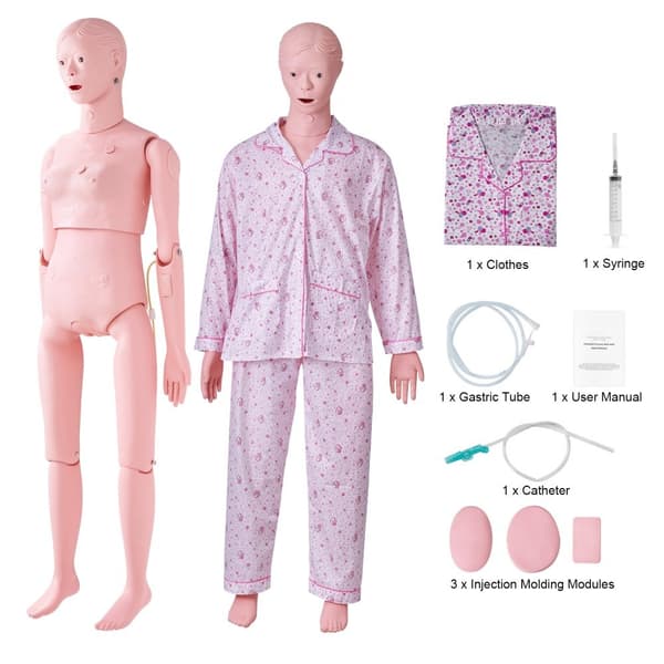 Sygeplejedukke: Demonstration af kvindelig kropsstørrelse. Multifunktionel PVC-anatomisk mannequin til sygeplejeuddannelse og simulation.