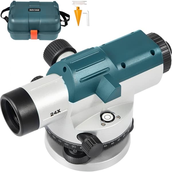 Automatisk optisk nivå, 24X, 40 mm bländare, auto-nivåkit med magnetisk dämpning och lås, IP54 vattentät.