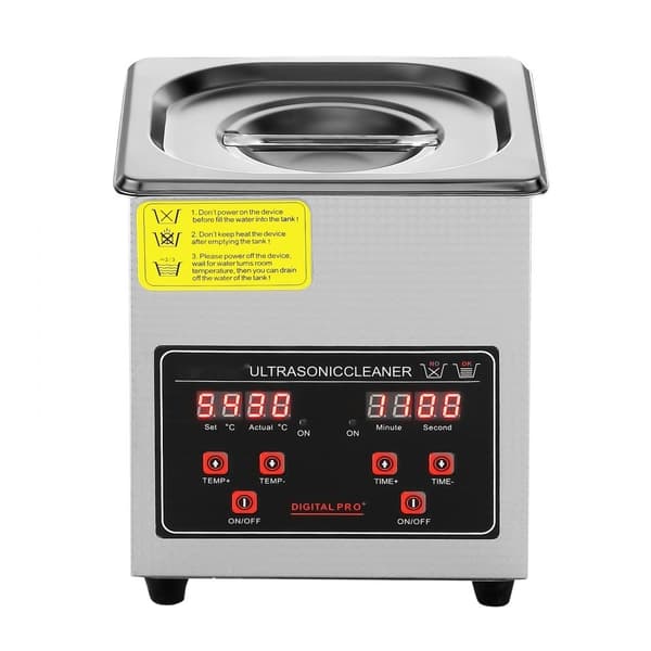 Ultrasonic Cleaner med digital timer og varme, professionel rengøringsmaskine til smykker, briller og små dele (2L) i rustfrit stål.
