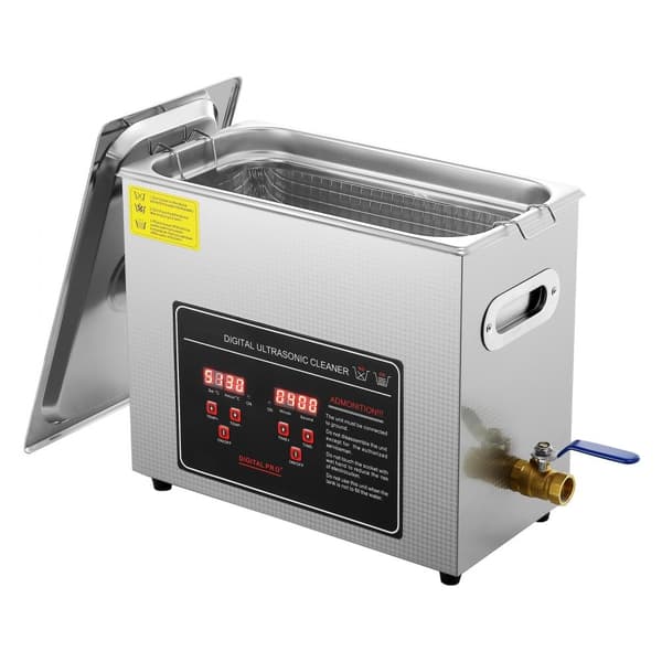 Ultrasonic Cleaner med digital timer og varme, professionel rensesystem til smykker, briller og små dele (6L) i rustfrit stål.