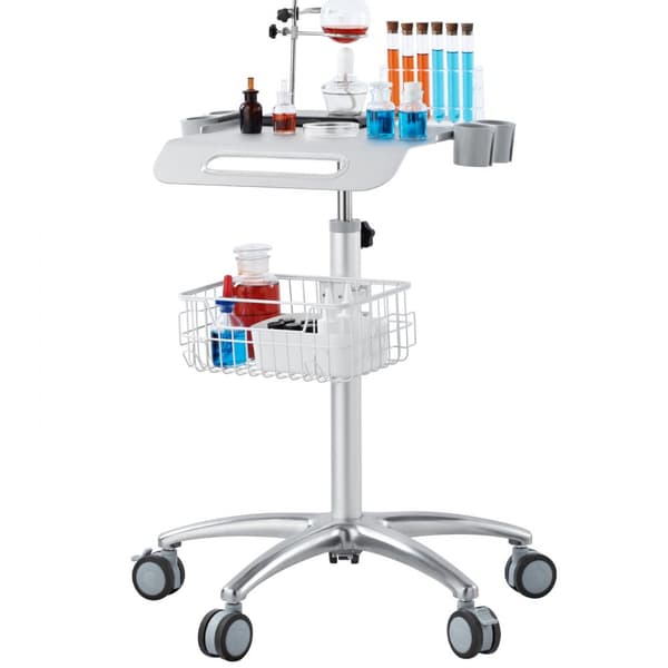 Medicinsk vogn, højdejusterbar salonvogn (26,77"-42,91"), mobile metalstationer til frisører og klinikker, rullende laboratorievogn.