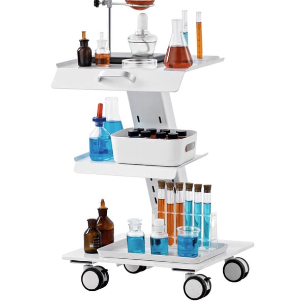 Laboratorievogn, 3-lags, mobil med drejelige hjul. Klinikkens rullende vogn, 220 lbs kapacitet - ideel til laboratorier og skønhedssaloner.