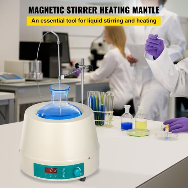 2000ML Magnetisk Omrører med 450W Varmekappe – Effektivt laboratorieudstyr til væskeopvarmning og omrøring.