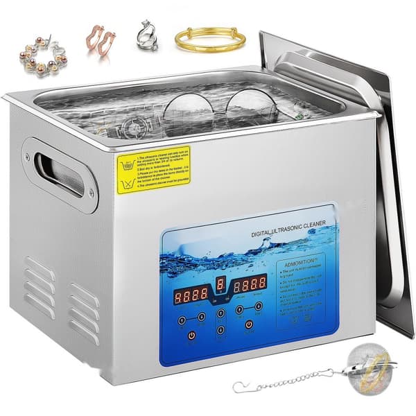 Ultralydsrenser, 36KHz~40KHz justerbar frekvens, 15L, 220V. Digital timer & varme; perfekt til smykker og briller. FCC/CE/RoHS godkendt.