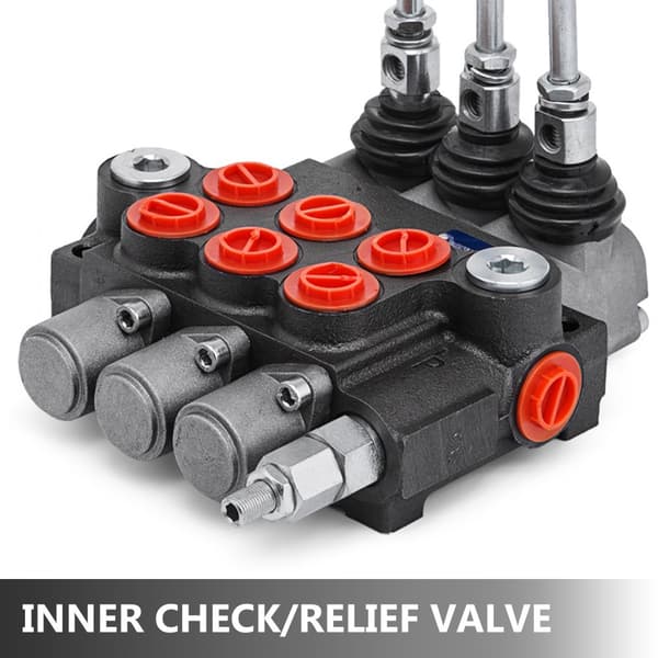 3-spole hydraulisk kontrolventil, unibody 3-spole ventil, hydraulisk retningsventil 11gpm til dobbeltvirkende cylinder.