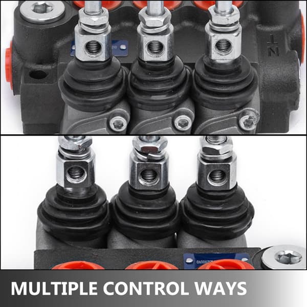 3-spole hydraulisk kontrolventil, unibody 3-spole ventil, hydraulisk retningsventil 11gpm til dobbeltvirkende cylinder.