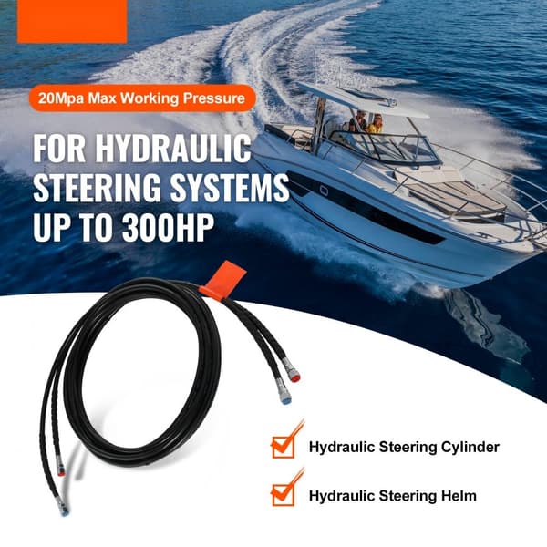 Påhængsslangesæt, 20 fods hydraulisk styreslange, 2-delt TPEE lækagesikker til båd, kompatibel med op til 300 HK motorsystem.