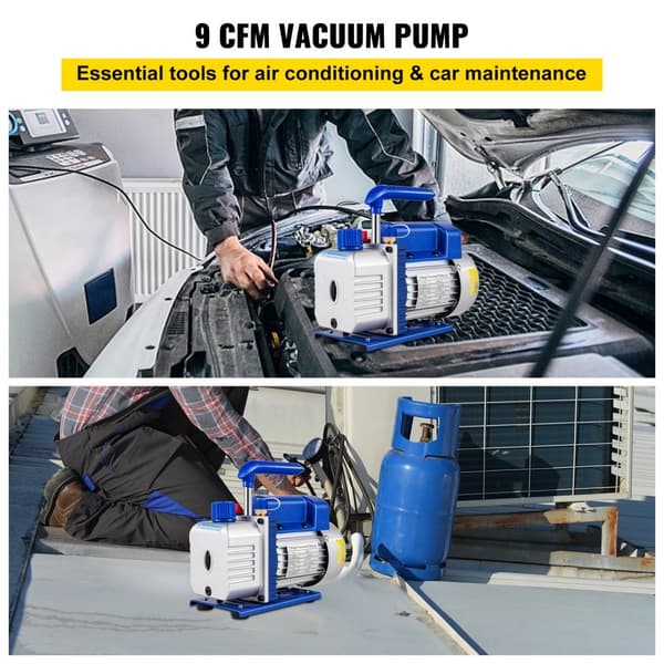 Kaksivaiheinen 9 CFM tyhjiöpumppu 220V, tehokas kylmäaine- ja ilmastointityökalu autojen korjaukseen.