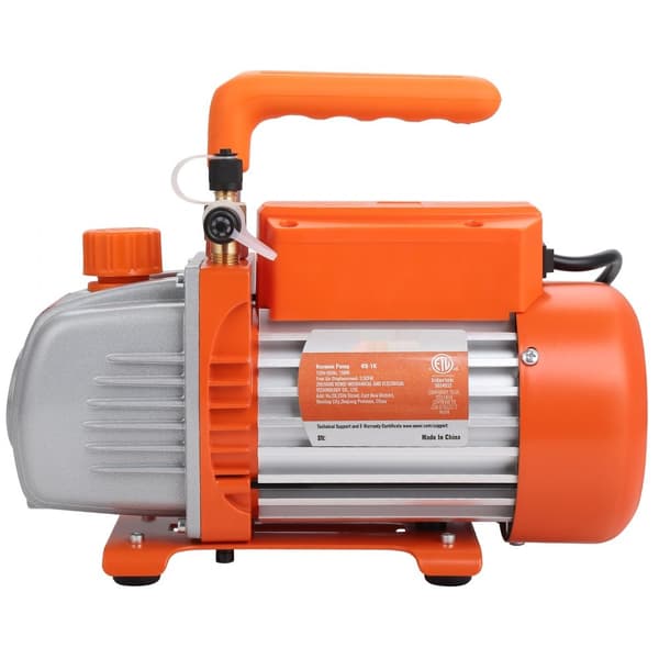 1/5 HK vakuumpumpe, 3,5 CFM, 220-240V AC til klimaanlæg. 1/4" SAE & 1/2" ACME indløb, ideel til HVAC reparation og vedligeholdelse.