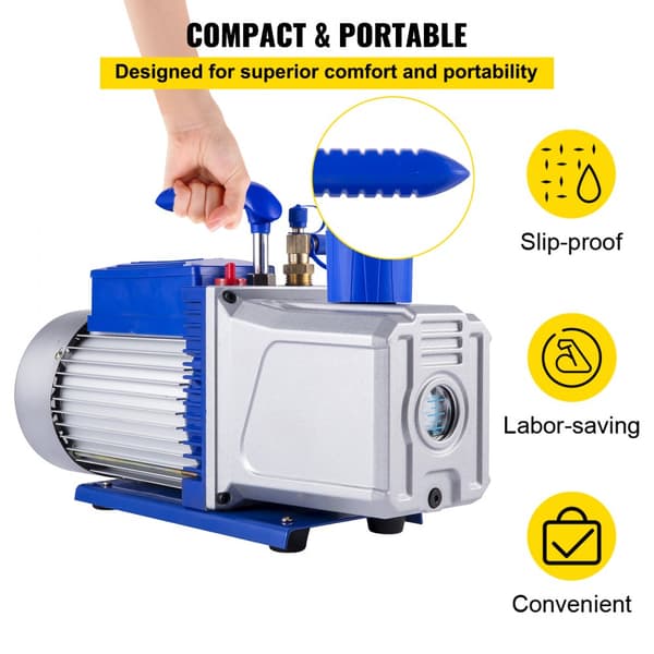 10CFM 2-trins vakuumpumpe, 1HP kølevakuumpumpe til AC, perfekt til mademballage og bilreparation. Ideel til vakuumfordybning (VP280).