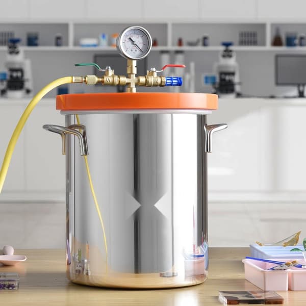 Vakuumkammer med hærdet glaslåg, 5-gallon silikone afgasningskammer. Optimal til vakuumforsegling og opbevaring.