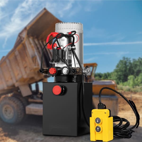 Hydraulpump 12V DC Dubbelverkande 4L Ståltank för Dump Trailer och Billyft - Effektiv Hydraulkraftsenhet.