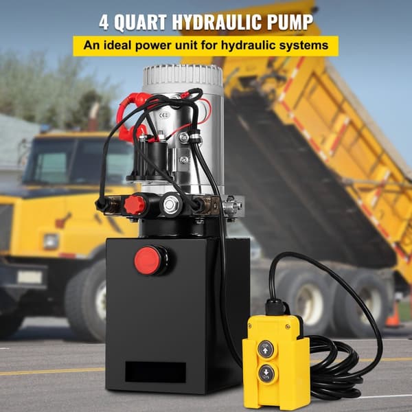 Hydraulpump 12V DC Dubbelverkande 4L Ståltank för Dump Trailer och Billyft - Effektiv Hydraulkraftsenhet.