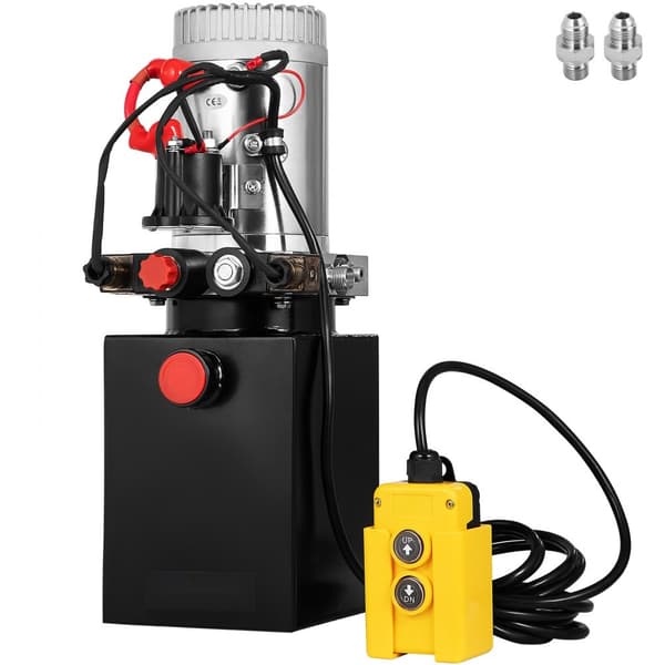 Hydraulisk 12V DC dobbeltvirkende pumpe, 4L ståltank til dumptaskere og billift - effektiv hydraulisk kraftenhed.