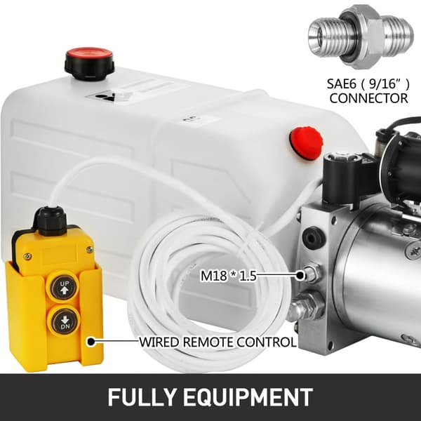 Sähköinen 7L hydraulipumppu, yksitoiminen muovisäiliö, 12V DC. Tehokas ja kompakti ratkaisu!